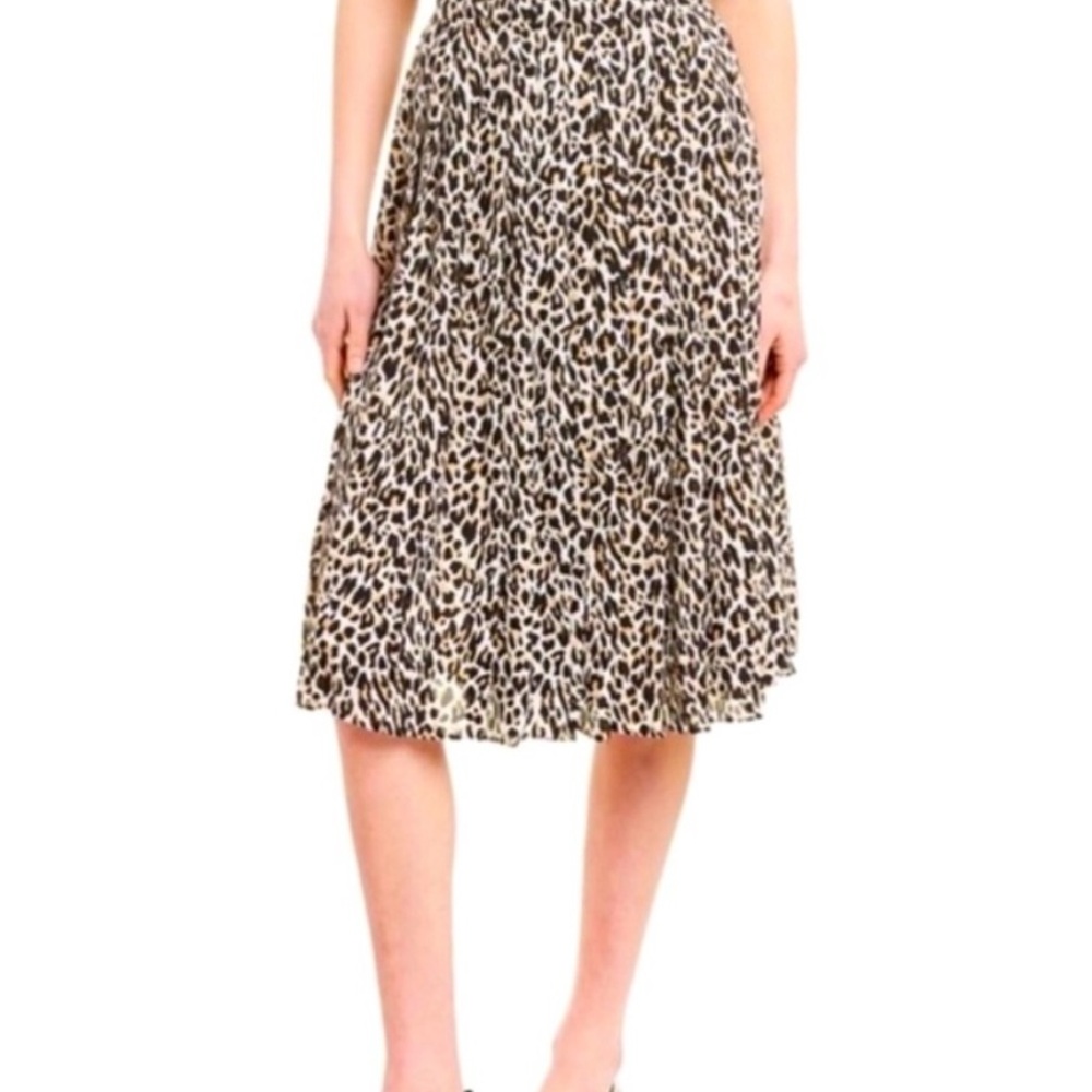 J.Crew Leopard Print Pleated Midi Skirt Sz 0 NWT